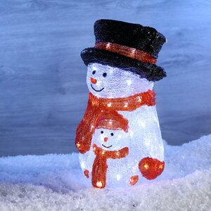 Светодиодная фигура Снеговички 40 см, 120 холодных белых LED, акрил, IP44 Торг Хаус фото 1