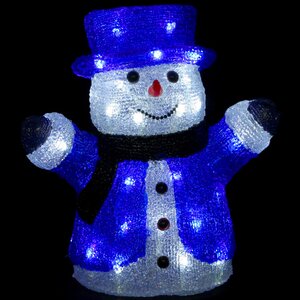 Светящийся Снеговик в синем цилинде 30 см, 40 холодных белых LED, акрил, IP44 Торг Хаус фото 1