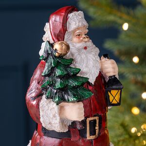 Новогодняя фигурка Санта Клаус с фонариком и елочкой 20 см Due Esse Christmas фото 4