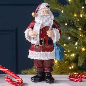 Новогодняя фигурка Санта Клаус со свитком 20 см Due Esse Christmas фото 1