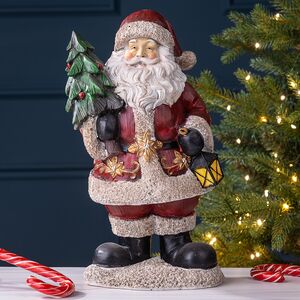 Новогодняя фигурка Санта с елочкой и фонариком 29 см Due Esse Christmas фото 1