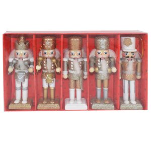 Набор елочных игрушек Щелкунчик - Royal Soldiers 13 см серебристый, 5 шт, подвеска Due Esse Christmas фото 1