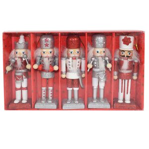 Набор елочных игрушек Щелкунчик - Royal Guard 13 см красный, 5 шт, подвеска  Due Esse Christmas фото 1