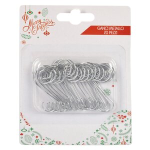 Крючки для елочных игрушек Robinwood 4 см, 20 шт, серебряные Due Esse Christmas фото 1