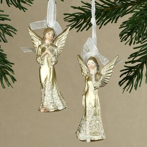 Набор елочных игрушек Ангелы - Santo Natale 9 см, 2 шт, подвеска  Due Esse Christmas фото 1