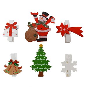 Рождественские прищепки Christmas Time 5 см, 7 шт Due Esse Christmas (Ду Эссе Кристмас) фото 3