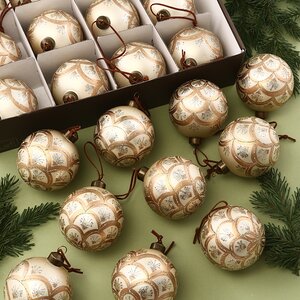 Набор стеклянных шаров Maria Theresa Creme 8 см, 12 шт Due Esse Christmas фото 1