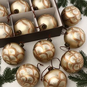 Набор стеклянных шаров Maria Theresa Creme 10 см, 9 шт Due Esse Christmas фото 1
