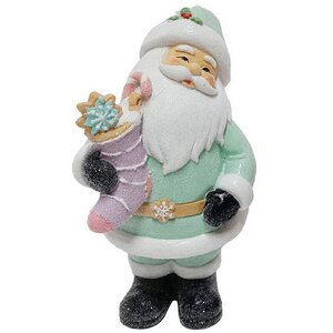 Новогодняя фигурка Санта Клаус в мятной шубке 20 см Due Esse Christmas фото 1