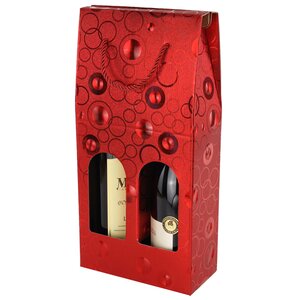Подарочный пакет-коробка для бутылок Барнелли 38*19 см красный Due Esse Christmas фото 1