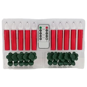 Светодиодные свечи на прищепках Benevento  10 см красные на пульте, 10 шт, на клипсе, таймер, на батарейках Due Esse Christmas фото 5