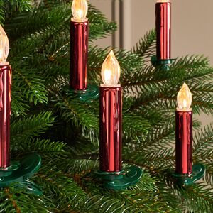 Светодиодные свечи на прищепках Benevento  10 см красные на пульте, 10 шт, на клипсе, таймер, на батарейках Due Esse Christmas фото 3