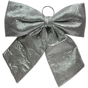 Бант на елку Ondulato Striscia 37*34 см серебряный Due Esse Christmas фото 1