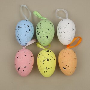 Пасхальные украшения Яйца: Easter Rainbow 6 см, 6 шт, подвеска Due Esse Christmas фото 2