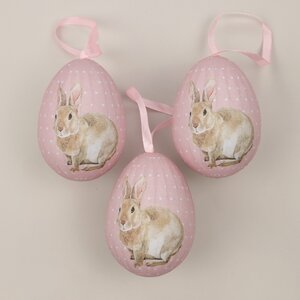 Пасхальные украшения Яйца: Easter Bunny 9 см розовые, 3 шт, подвеска Due Esse Christmas фото 4