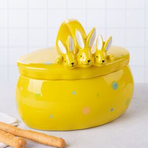 Конфетница Дружелюбные Кролики 17*15 см желтая Due Esse Christmas (Ду Эссе Кристмас) фото 1