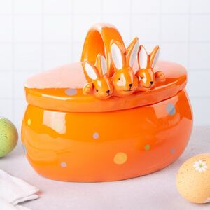 Конфетница Дружелюбные Кролики 17*15 см оранжевая Due Esse Christmas (Ду Эссе Кристмас) фото 5