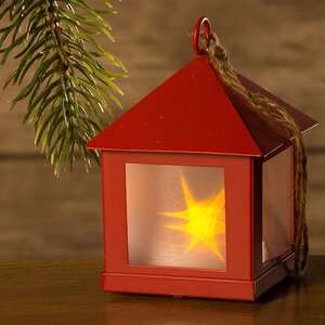 Фонарик Светлячок 6*8 см, красный, 1 теплая белая LED лампа на батарейке, подвеска Koopman фото 1