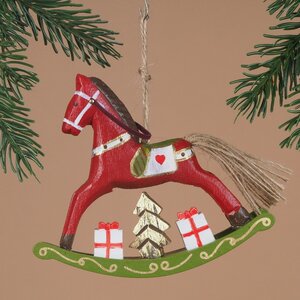 Елочная игрушка Бранденбургская Лошадка-Качалка 14 см, красная, подвеска Breitner фото 2