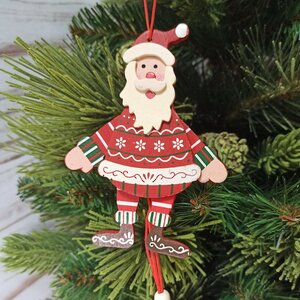 Деревянная елочная игрушка Санта в расписном костюме 14 см, подвеска Breitner фото 1