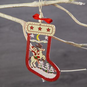 Деревянная ёлочная игрушка Рождественский Носок Санты 8 см, подвеска Breitner фото 1