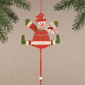 Деревянная елочная игрушка Снеговик Джек в расписном костюме 13 см, подвеска Breitner фото 2