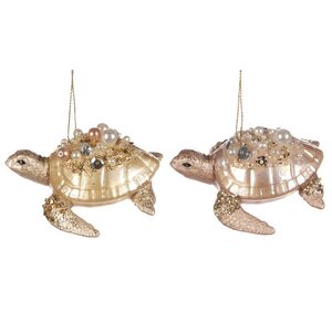 Стеклянная елочная игрушка Черепаха Тиара - Залив Голден-Бей 10 см, подвеска Goodwill фото 2