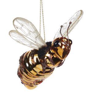 Стеклянная елочная игрушка Пчела Люсьетта 5 см, подвеска Goodwill фото 1