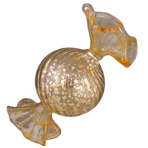 Стеклянная елочная игрушка Конфета Комильфо 9 см золотая, подвеска Holiday Classics фото 1