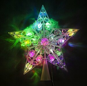 Верхушка светящаяся Звезда 22 см разноцветная 20 LED ламп Holiday Classics фото 1