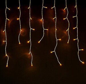 Гирлянда Сосулька 2*0.4 м, 150 оранжевых LED ламп, белый ПВХ, соединяемая Holiday Classics фото 1
