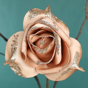 Искусственная роза Ивонн: Peach Melba 14 см, клипса Koopman фото 3
