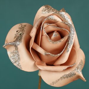 Искусственная роза Ивонн: Peach Melba 14 см, клипса Koopman фото 1