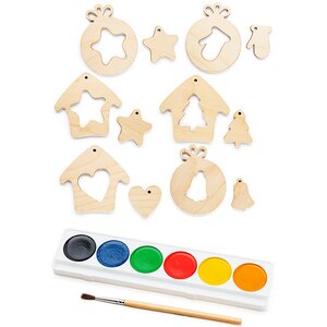 Набор для раскрашивания Деревянные Елочные Игрушки на Елку 12 шт Bumbaram (Бумбарам) фото 2