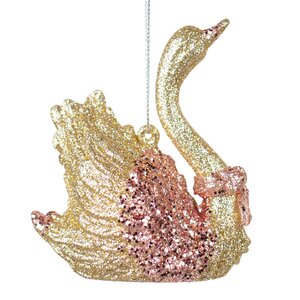 Елочная игрушка Лебедь - Rose Paradi 10 см, золотой, подвеска Kurts Adler фото 1