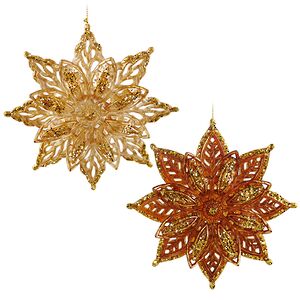 Елочная игрушка Цветок Пуансеттии: Caramel Sunset 13 см золотая Kurts Adler фото 2