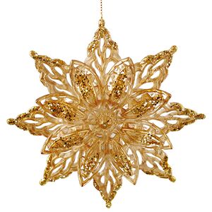 Елочная игрушка Цветок Пуансеттии: Caramel Sunset 13 см золотая Kurts Adler фото 1