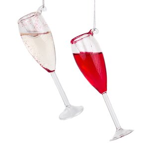 Стеклянная елочная игрушка Бокал Шампанского - Rose Brut 11 см, подвеска Kurts Adler фото 2