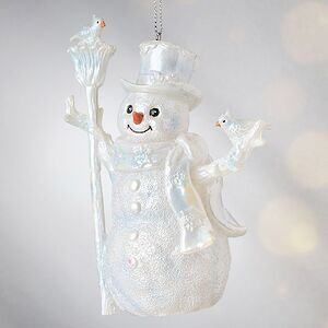Елочная игрушка Снеговик Вилли из Снежной Страны - Precioze Opale 11 см, подвеска Kurts Adler фото 3