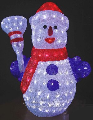 Снеговик акриловый светящийся, 60 см, уличный, 200 холодных белых LED ламп Царь Елка фото 1