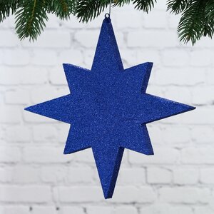 Звезда многогранная с блестками 25 см синяя, пеноплекс Winter Deco фото 2