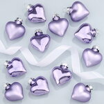 Набор стеклянных елочных игрушек Сердце Монплезира 4.5 см лавандовый mix, 12 шт