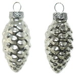 Набор стеклянных елочных игрушек Шишки 6 см серебряный mix, 12 шт