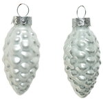 Набор стеклянных елочных игрушек Шишки 6 см белый mix, 12 шт