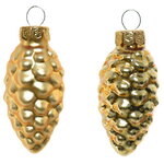 Набор стеклянных елочных игрушек Шишки 6 см золотой mix, 12 шт