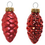 Набор стеклянных елочных игрушек Шишки 6 см красный mix, 12 шт