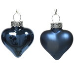 Набор стеклянных елочных игрушек Сердце Монплезира 4.5 см синий бархат mix, 12 шт, подвеска