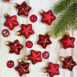 Набор стеклянных елочных игрушек Звезды 4.5 см бордовый mix, 12 шт