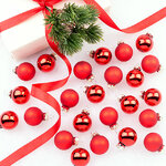 Набор стеклянных шаров 2.5 см красный mix, 24 шт