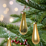 Набор елочных игрушек Капля 7.5 см золотой mix, 12 шт, стекло